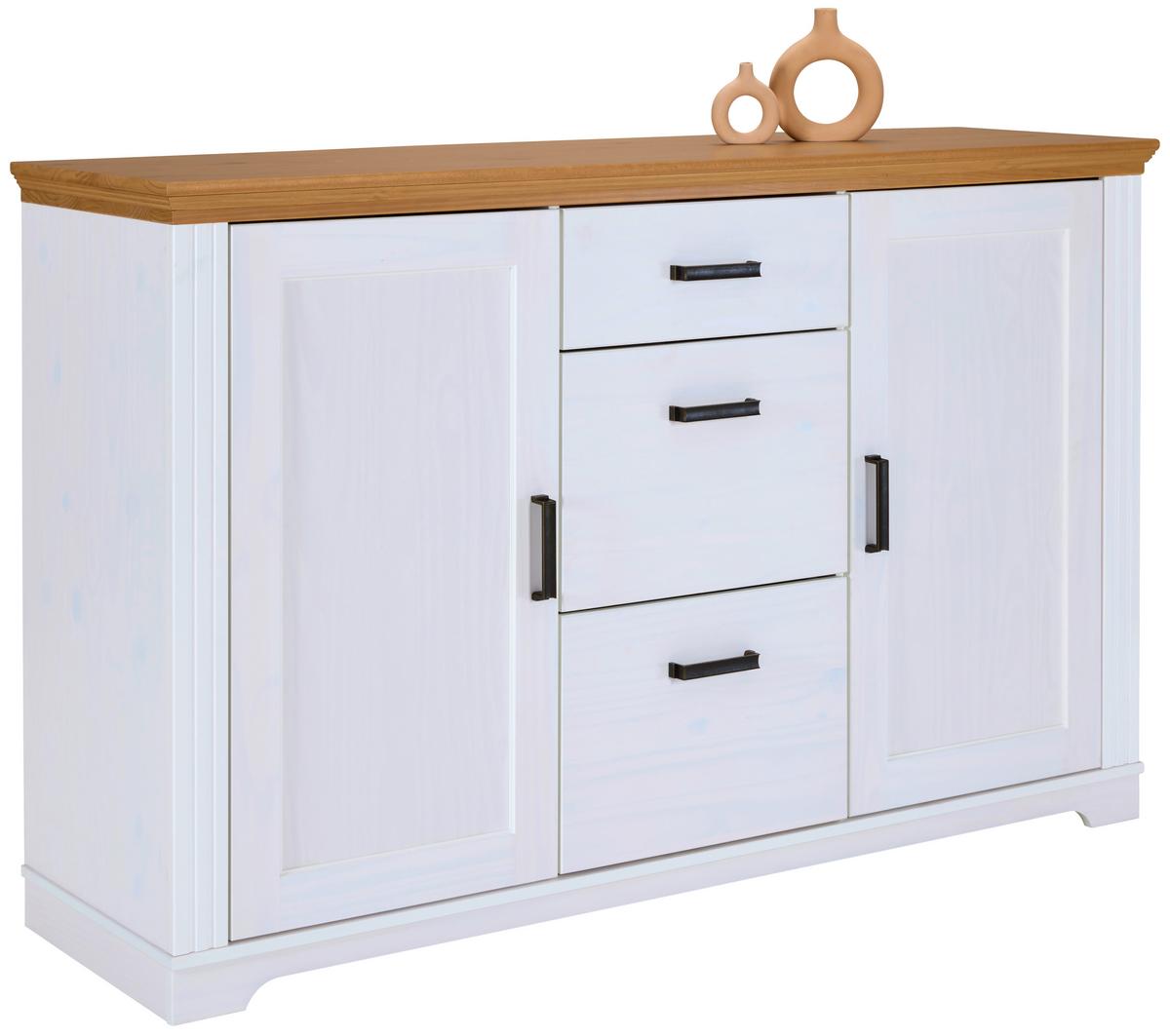 Kommode Maluno - Eichefarben/Weiß, MODERN, Holz (166/104/48cm) - Livetastic