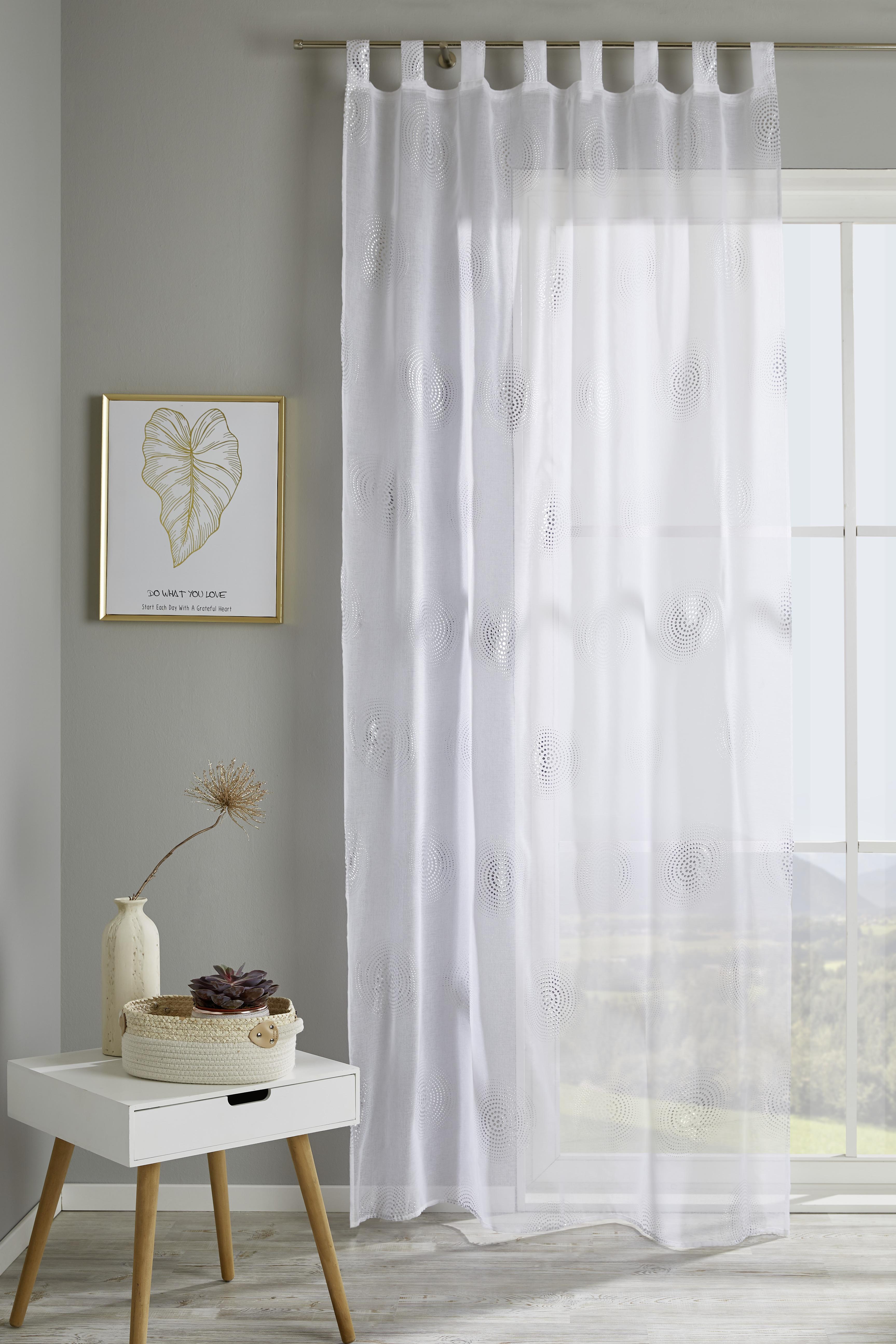 Luca Bessoni Vorhang Mit Schlaufen und Band Julia B: 140cm, Weiß