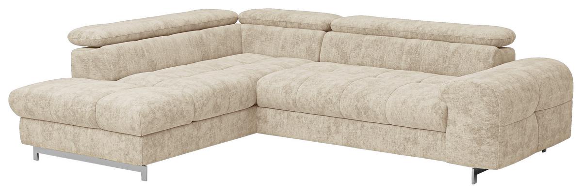 Ecksofa mit Schlaffunktion Cloud + Beige - Chromfarben/Beige, KONVENTIONELL, Textil (206/257cm) - Livetastic