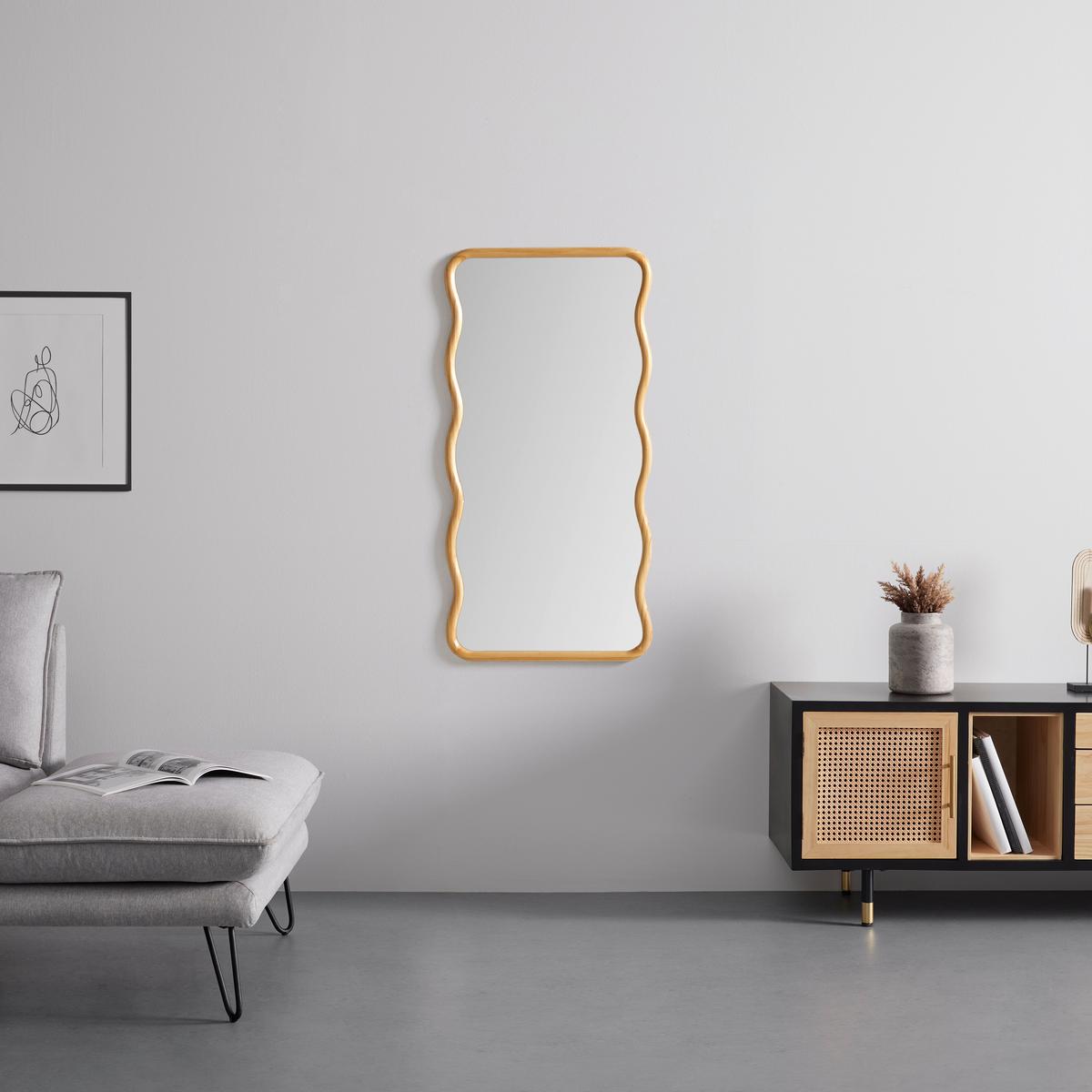 ZRKADLO WAVE -EXKLUSIV- - prírodná farba/farba borovice, Natur, drevo/kompozitné drevo (50/100/2cm) - Mömax