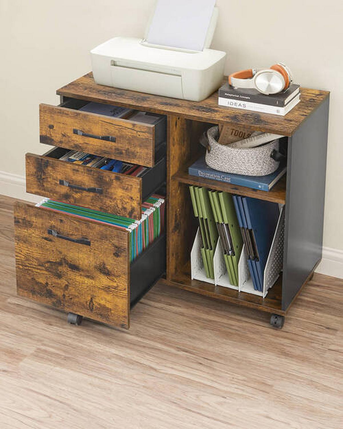 Rollcontainer Iron B: 80 cm Braun/Schwarz - Schwarz/Braun, Basics, Holz/Holzwerkstoff (80/66/40cm) - Boxxx