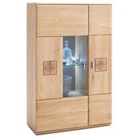Highboard Teilmassiv B: 90 Cm Bologna Eichefarben - Eichefarben, Design, Glas/Holz (90/141/38cm) - Livetastic