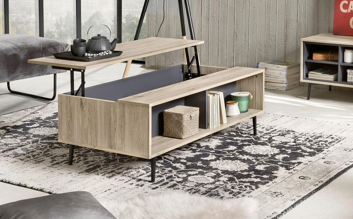 Couchisch Naturfarben B: 58 Cm - Anthrazit/Schwarz, Design, Holzwerkstoff/Metall (100/58/39cm) - Livetastic