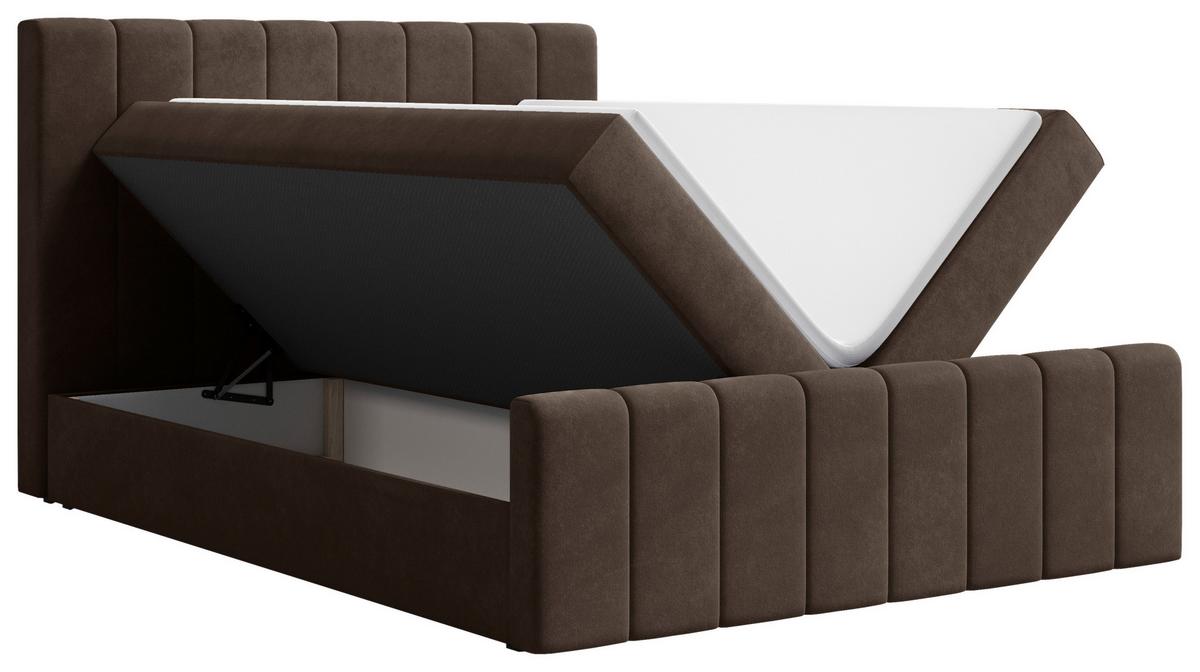Boxbett Lila mit Topper 140x200 - Dunkelbraun/Schwarz, MODERN, Holz/Kunststoff (140/200cm) - Livetastic