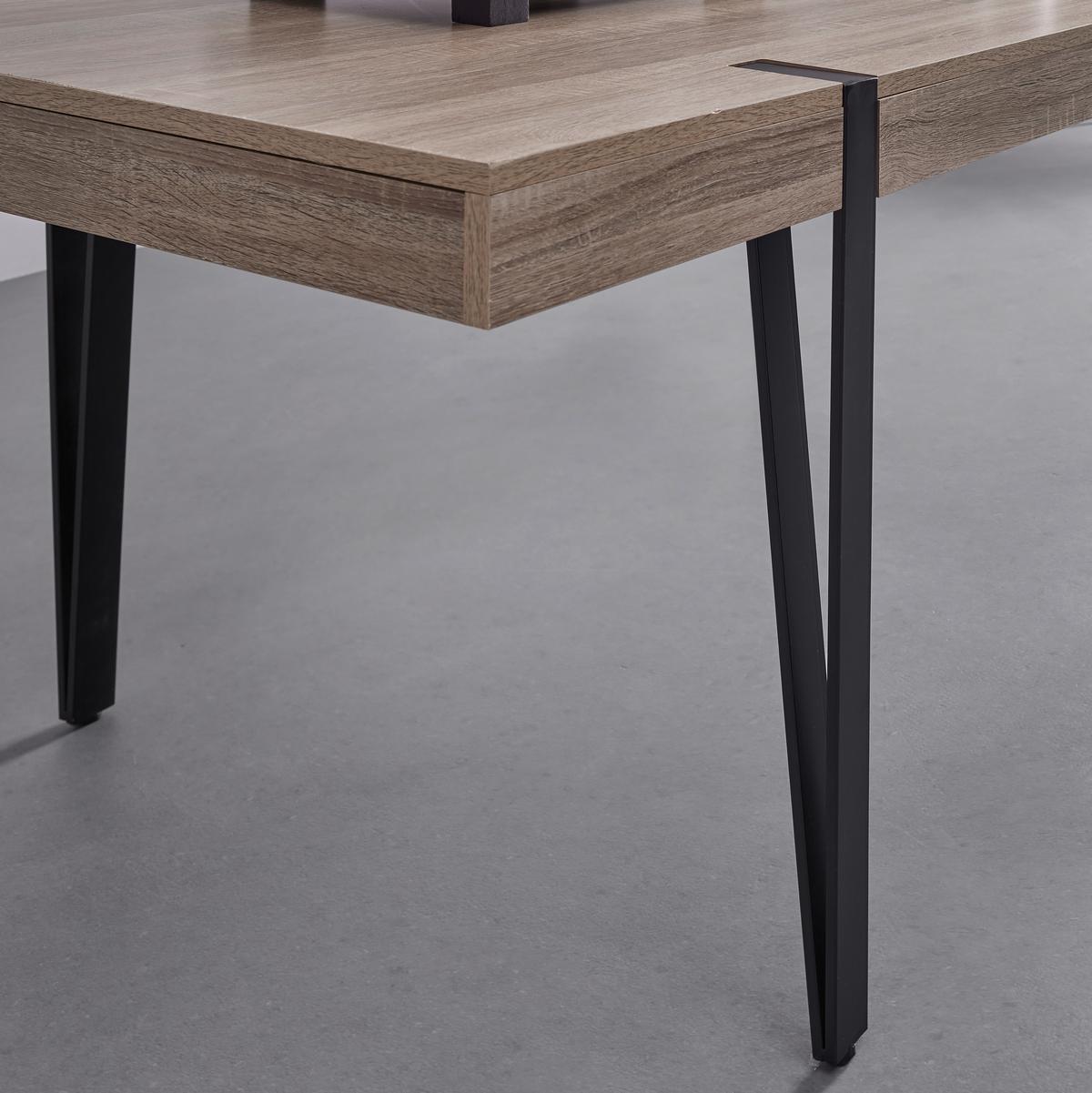 Jídelní stůl ELIN 160x90 cm - černá/barvy dubu, Moderní, kov/kompozitní dřevo (160/90/76cm) - Bessagi Home