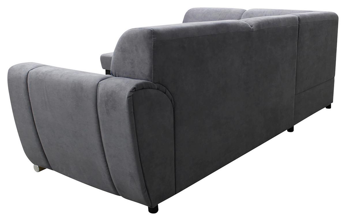 Ecksofa Mit Bettkasten Doris Rücken Echt Grau/schwarz - Silberfarben/Schwarz, Design, Textil (196/255cm) - MID.YOU