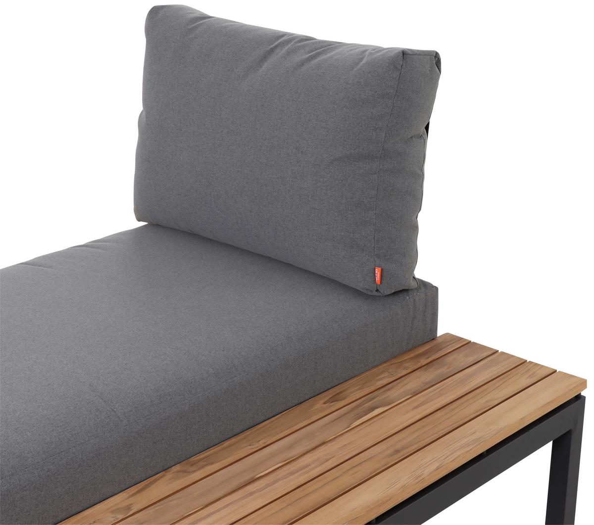 Loungegarnitur 5-Tlg Teakholz/Metall mit Kissen - Anthrazit/Grau, KONVENTIONELL, Holz/Textil (252/84/354cm) - Siena Garden