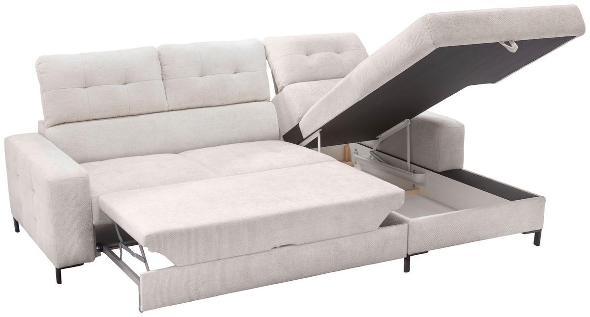 Ecksofa Bonito Beige, Schenkel: 255x176 cm - Beige/Schwarz, Design, Textil (260/176cm) - Livetastic