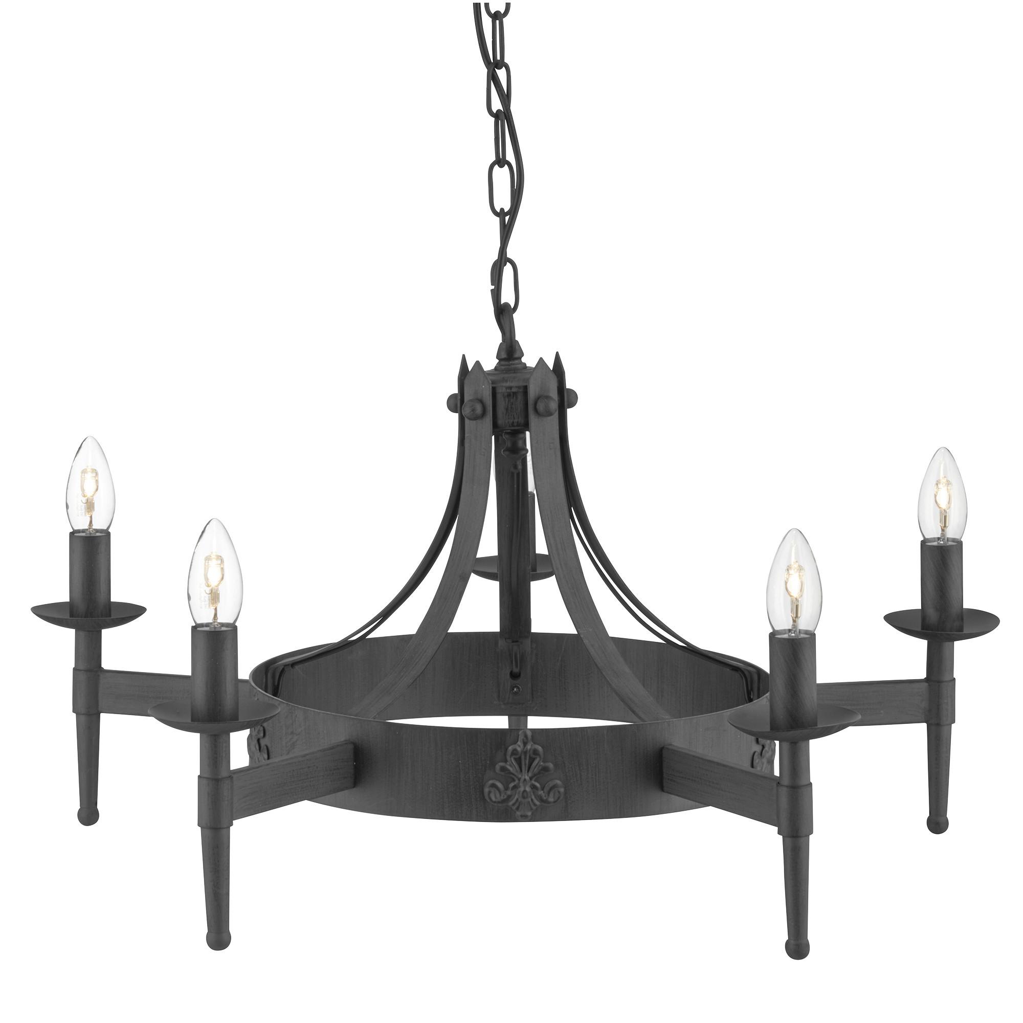 Kronleuchter Cartwheel II 5lt 2425-5bk - Schwarz, Trend, Metall (67/38cm)