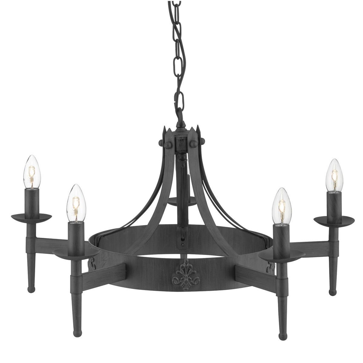 Kronleuchter Cartwheel II 5lt 2425-5bk - Schwarz, Trend, Metall (67/38cm)