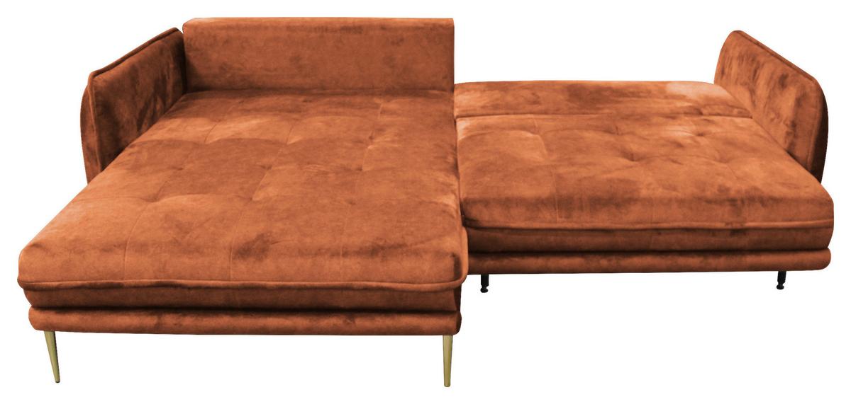 Ecksofa Whisper Rostfarben S:196x264cm - Rostfarben/Goldfarben, Design, Textil (196/264cm) - MID.YOU