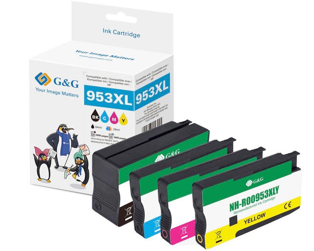 G&G Druckerpatronen 4-Er Set Kompatibel: HP953XL, 3HZ52AE - Schwarz, Basics, Kunststoff