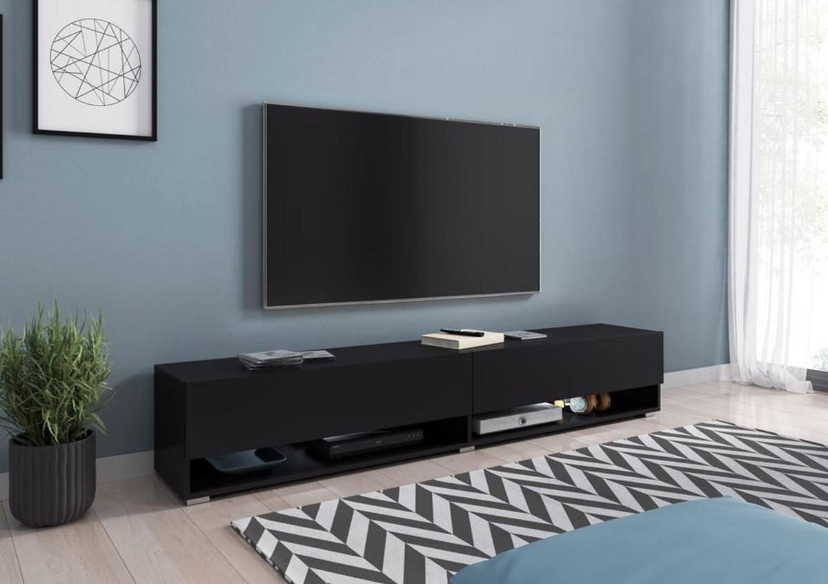 Nízka komoda čierna/grafit vr. LED - čierna/sivá, Lifestyle, kompozitné drevo/plast (180/30/32cm) - P & B