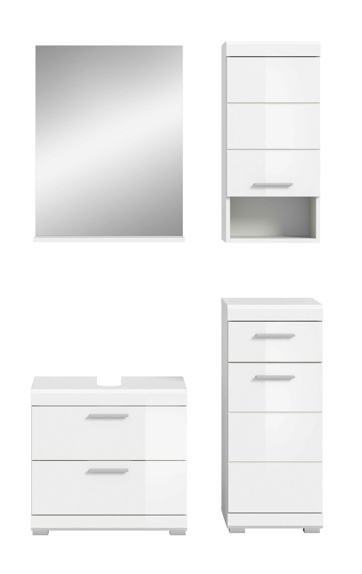 Badezimmer Scout Weiß B: 134 Cm - Weiß Hochglanz/Silberfarben, MODERN, Glas/Holzwerkstoff (134cm) - MID.YOU