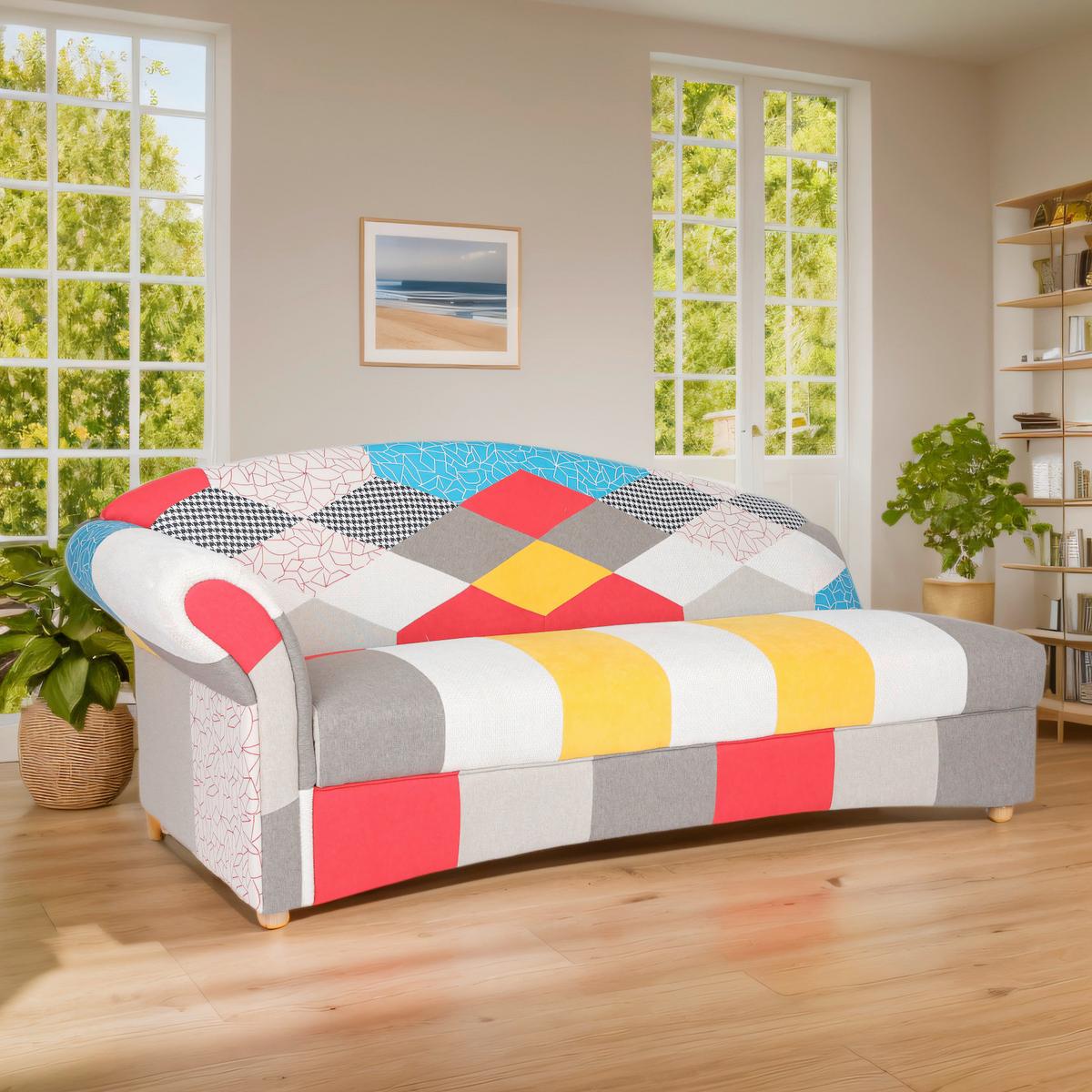 3-Sitzer Loretta, Armlehne links, ca.193x83x85 cm - Hellbraun/Perlmutt, Basics, Holz/Textil (193/83/85cm)