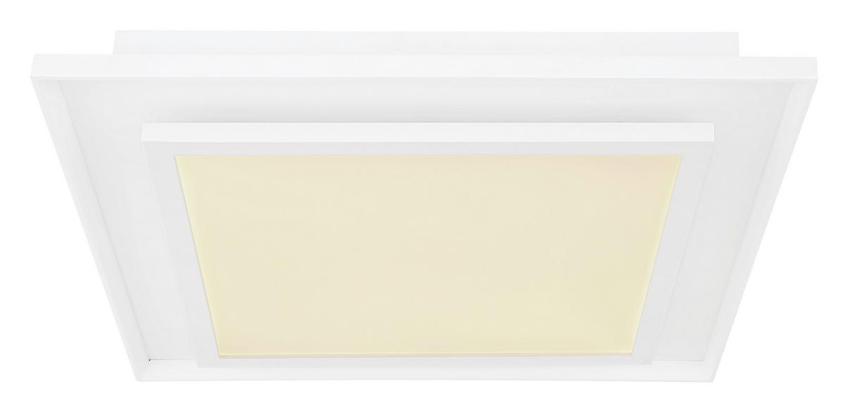 LED-Deckenleuchte L: 44,3 cm mit Fernbedienung - Weiß, Design, Kunststoff/Metall (44,3/44,3/6,3cm) - Globo