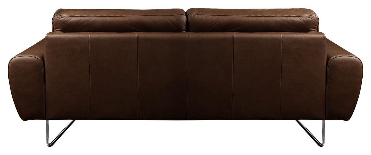 3-sitzer-sofa Spring Dunkelbraun Chrom B: 207 Cm - Chromfarben/Dunkelbraun, Design, Leder (207/85/92cm) - Livetastic