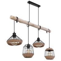 Hängeleuchte H: 120 Cm 4-Flammig - Dunkelbraun/Schwarz, LIFESTYLE, Naturmaterialien/Holz (105/21/120cm) - Globo