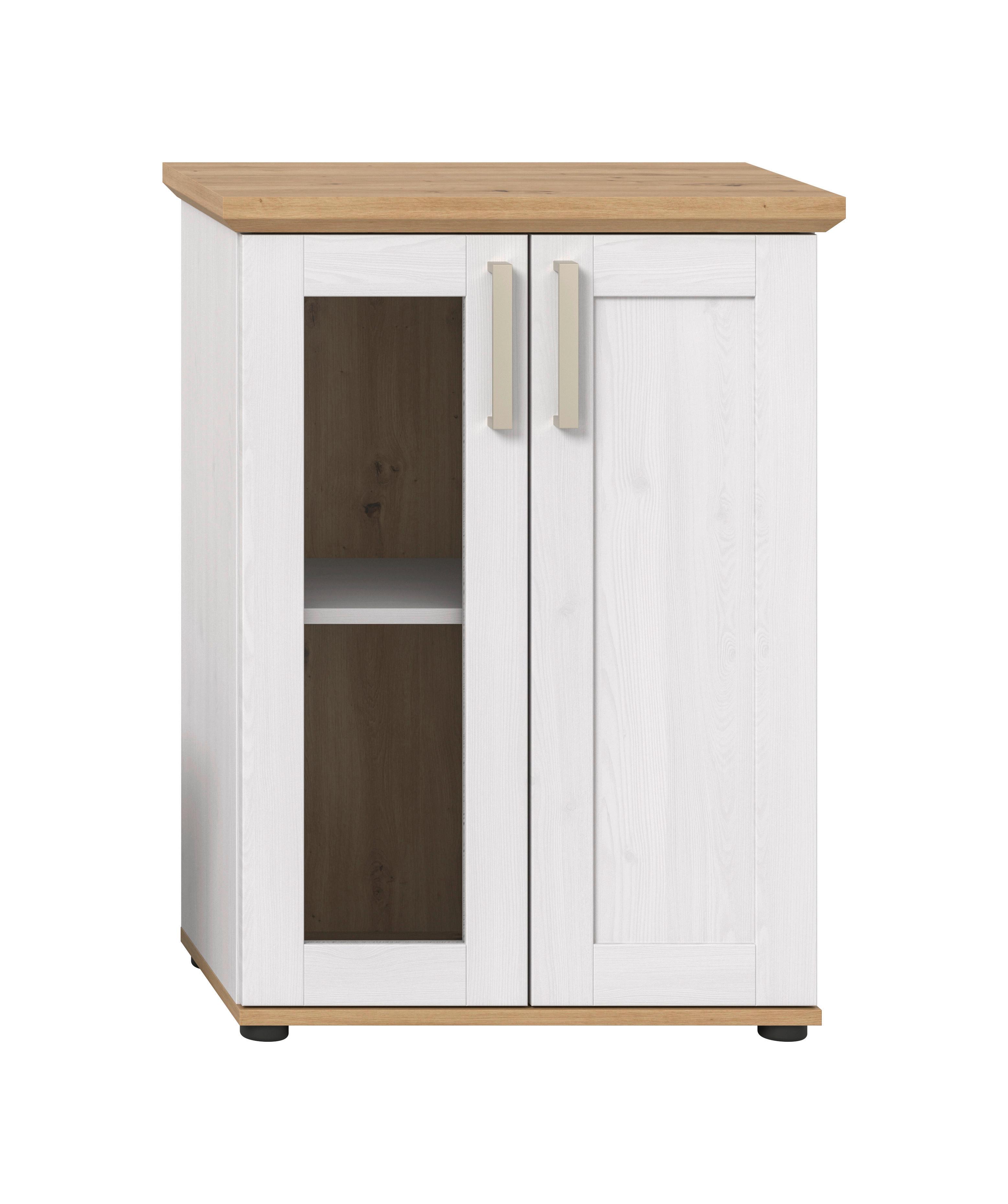 Vitrine Verona Lärchefarben /Eiche Dekor B: 64cm - Lärchefarben/Schwarz, Design, Holzwerkstoff (64/88/37cm) - Livetastic