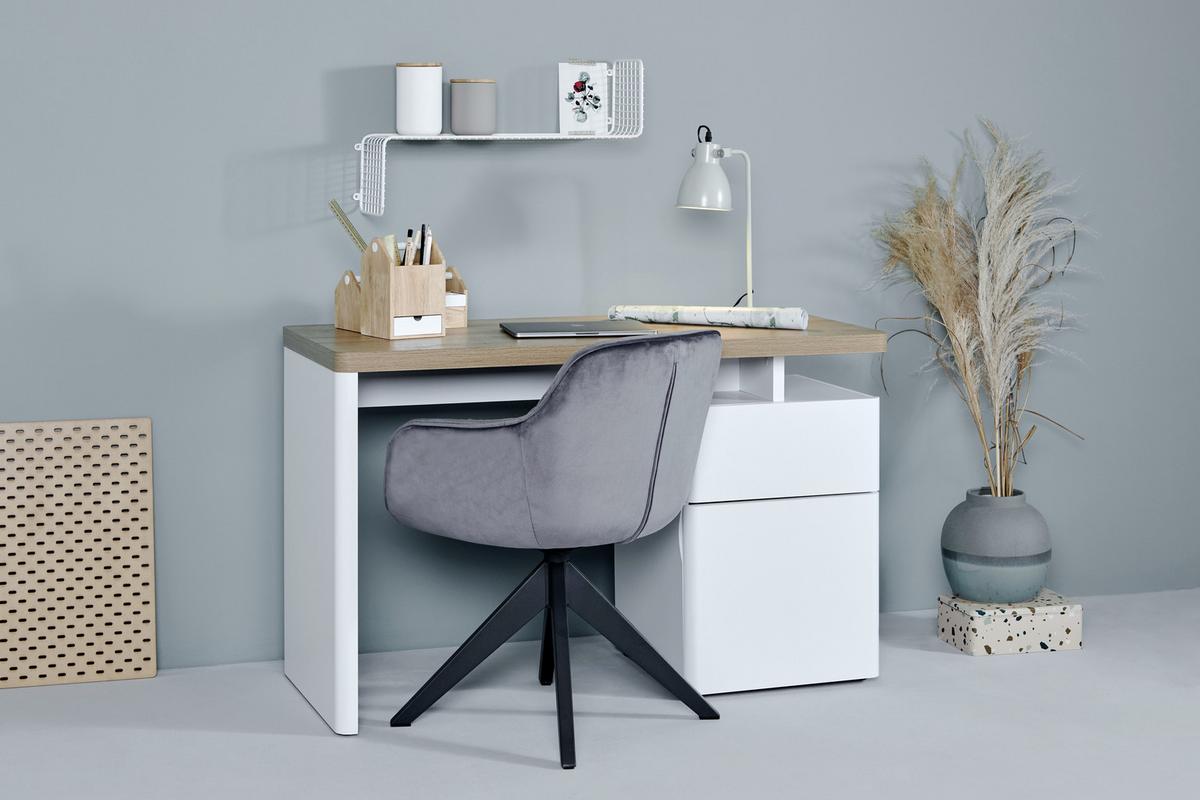 Schreibtisch B 120cm H 55cm Cuuba Libre 122, Weiß - Eichefarben/Weiß, Design, Holzwerkstoff (120/55/76cm)