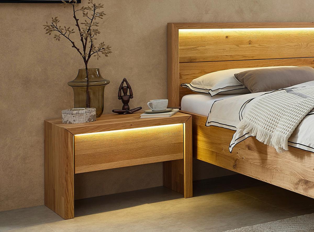 Nachtkästchen Emilia, Naturfarben B: 60 cm - Wildeiche/Naturfarben, MODERN, Holz (60/46/41cm) - MID.YOU