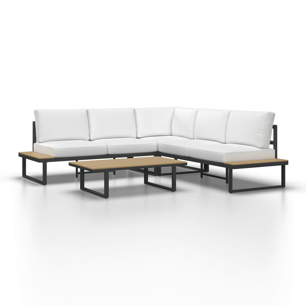 TERASOVÁ SEDACÍ SOUPRAVA ARIANNA - černá/krémová, Moderní, kov/textil (228cm) - Bessagi Garden