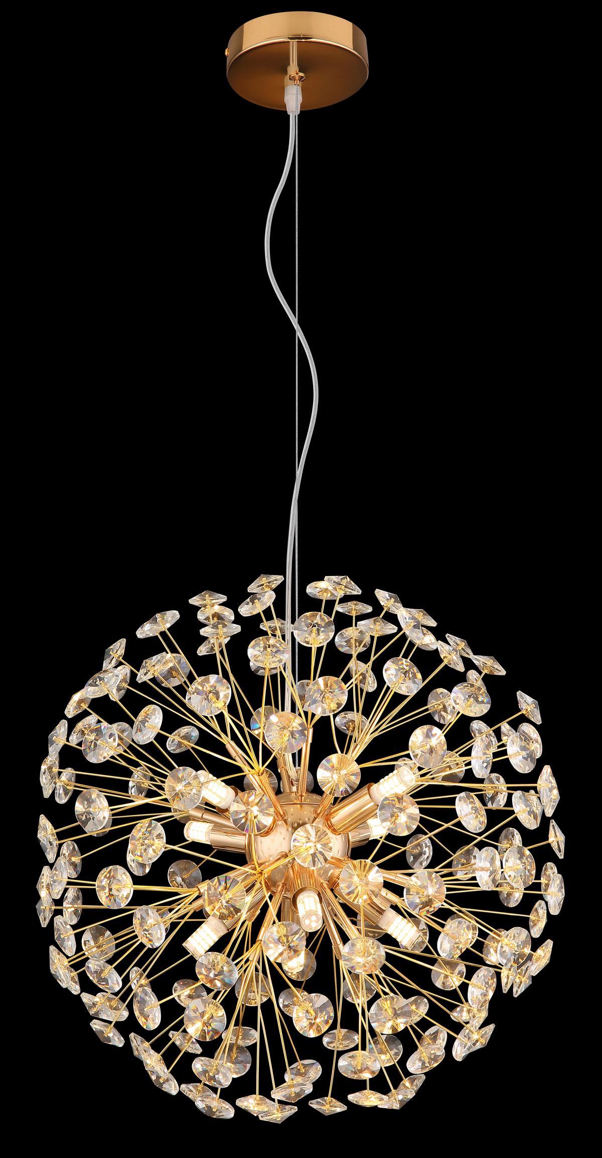 Kristály Függőlámpa 64135h1 Katrina - aranyszínű/áttetsző, Lifestyle, műanyag/üveg (40/150cm) - Globo