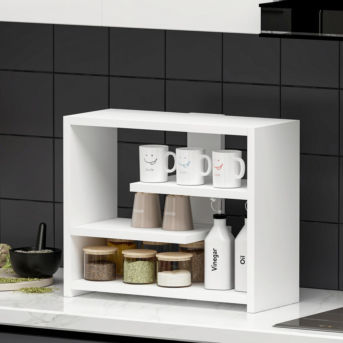 Wandregal Gupse Weiß B: 49 Cm - Weiß, Design, Holzwerkstoff (49/40/21cm) - Livetastic