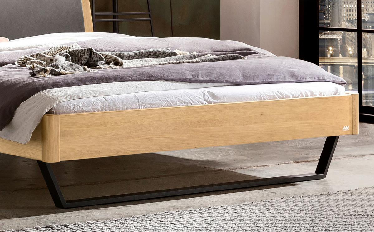 Bett Marola Eichefarben 140x200 Cm - Dunkelgrau/Eichefarben, MODERN, Holz/Textil (140/200cm) - Hasena