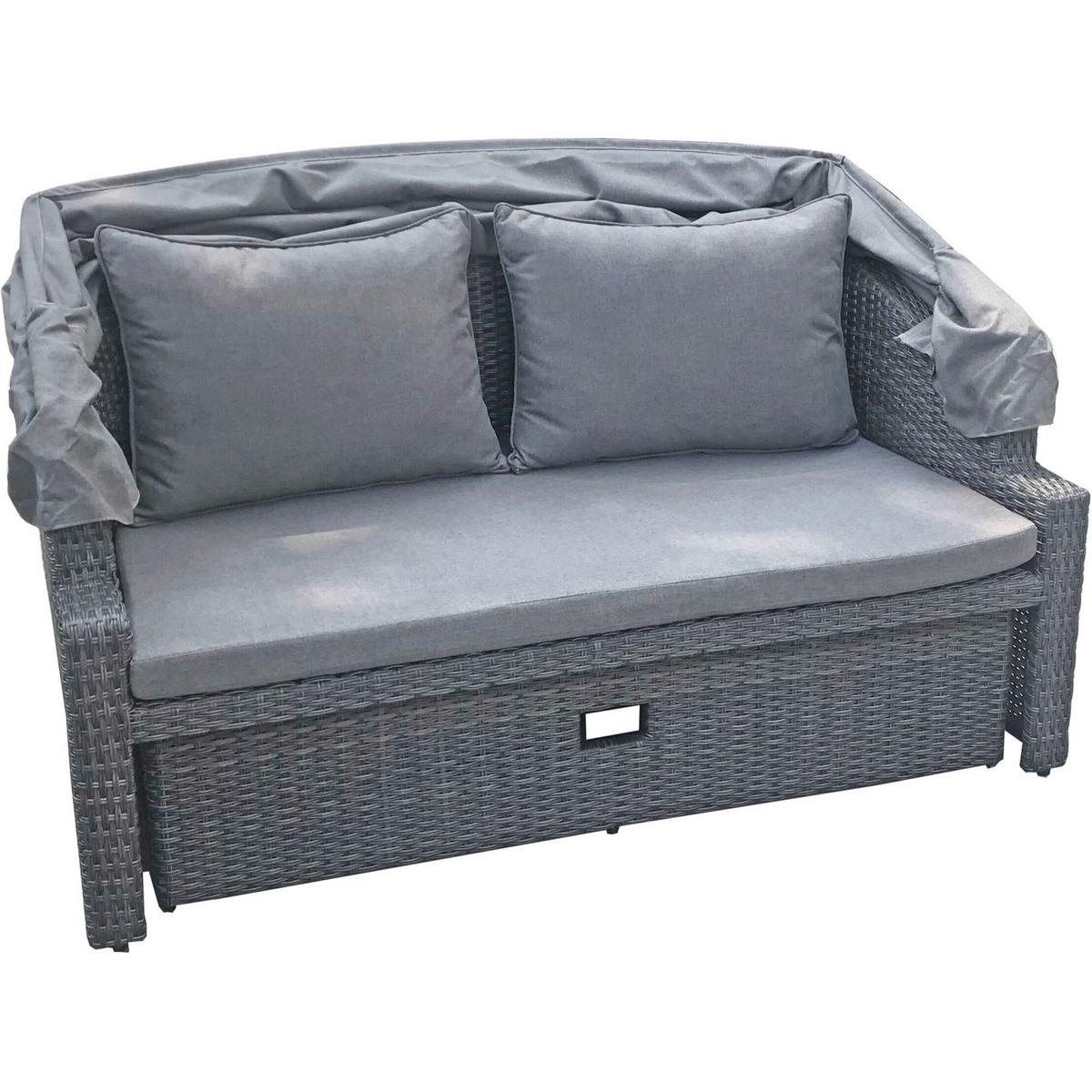 Loungesofa Monte Carlo - Dunkelgrau/Grau, Basics, Kunststoff/Textil (144/74/146cm) - Gardenson