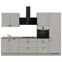 Kuchynská linka 300 cm, kamenná sivá supermatná - čierna/sivá, Modern, kov/kompozitné drevo (300cm) - Nobilia