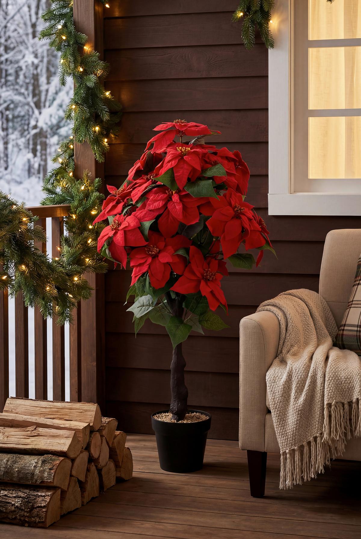WEIHNACHTSSTERN LUCIA -PAZ- - Rot/Schwarz, KONVENTIONELL, Kunststoff/Textil (40/100cm) - Luca Bessoni