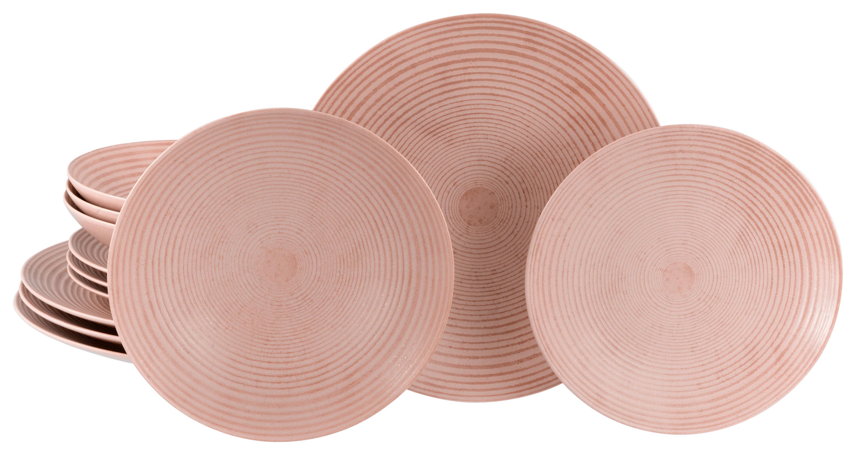 Tafelservice Catania Peach 12--Teilig., Rosa - Rosa, Basics, Keramik - Creatable
