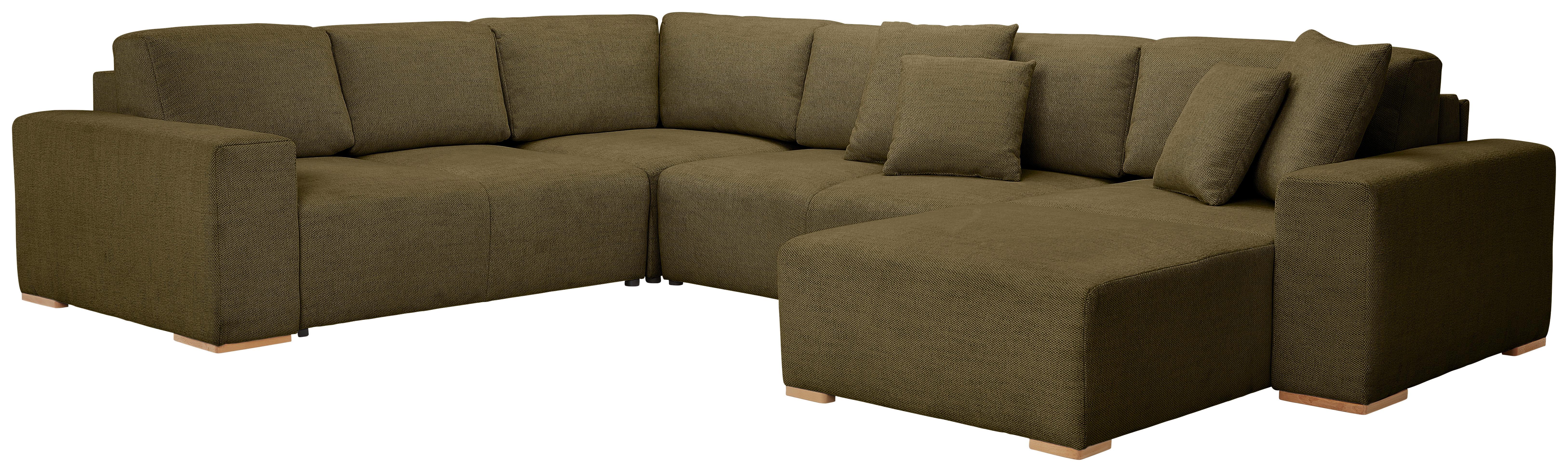 Wohnlandschaft Vouge Grün U: 283x371x208 Cm - Buchefarben/Schwarz, KONVENTIONELL, Textil (283/371/208cm) - Livetastic