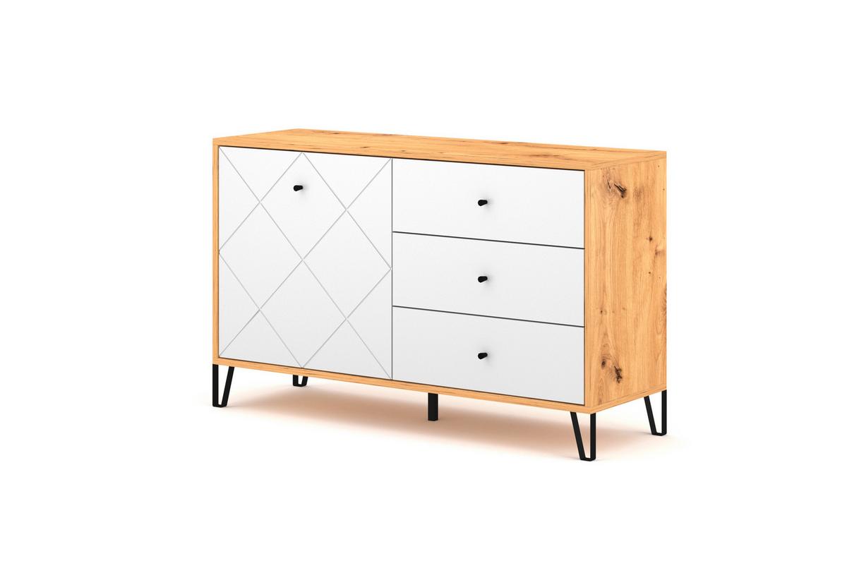 Sideboard Kommode 1d3s Bilbao Bl5 - Schwarz/Weiß, Design, Holzwerkstoff (123/75/40cm) - Livetastic