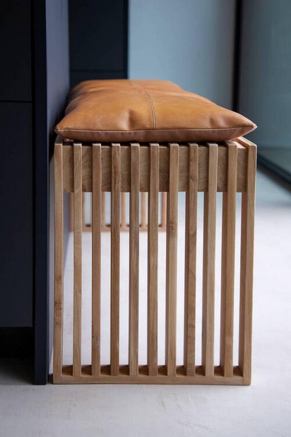 Bankauflage Lederkissen Braun B: 104 Cm - Braun, Design, Leder (104/3/35cm) - MID.YOU
