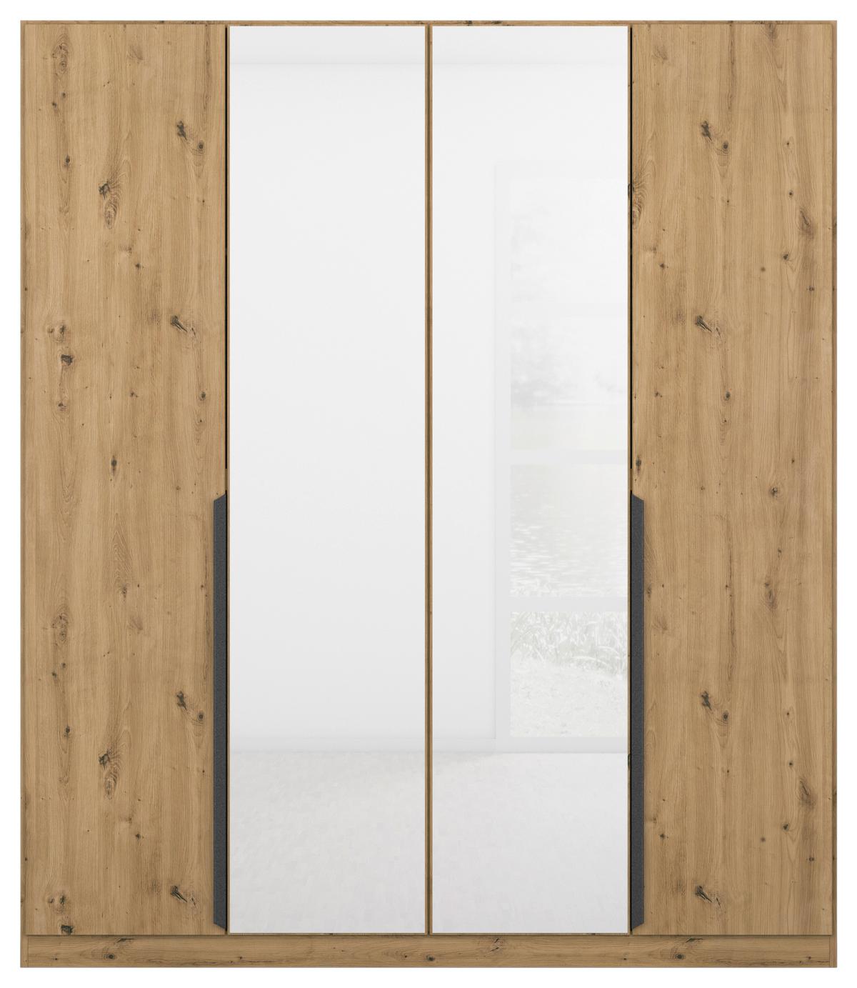 Drehtürenschrank Artemis B: 181 Cm Weiß/eiche Dekor - Weiß/Eiche Artisan, MODERN, Glas/Holzwerkstoff (181/210/54cm) - Rauch Möbel