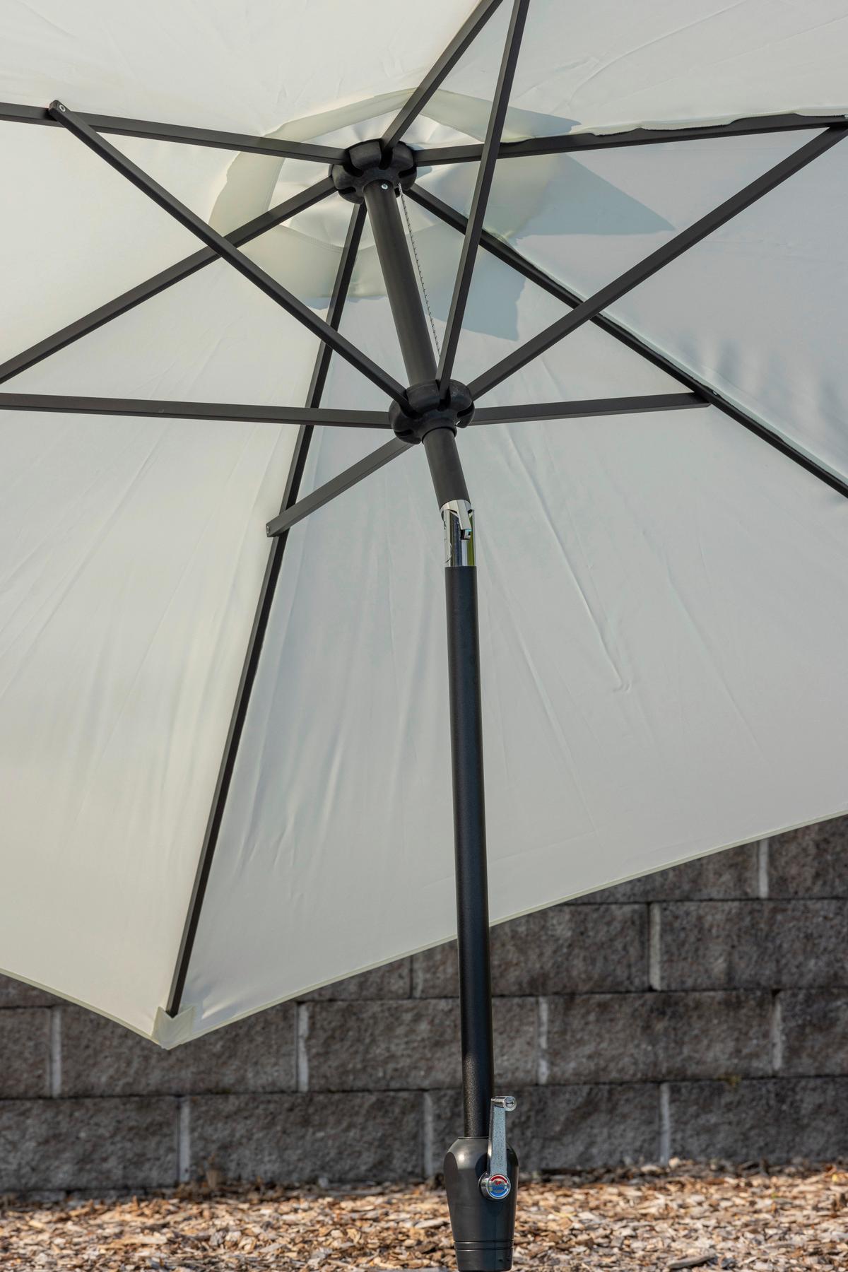 Sonnenschirm Leeds DM: 300cm H: 243cm Weiß - Ecru/Grau, KONVENTIONELL, Textil/Metall (300/300cm) - Gardenson