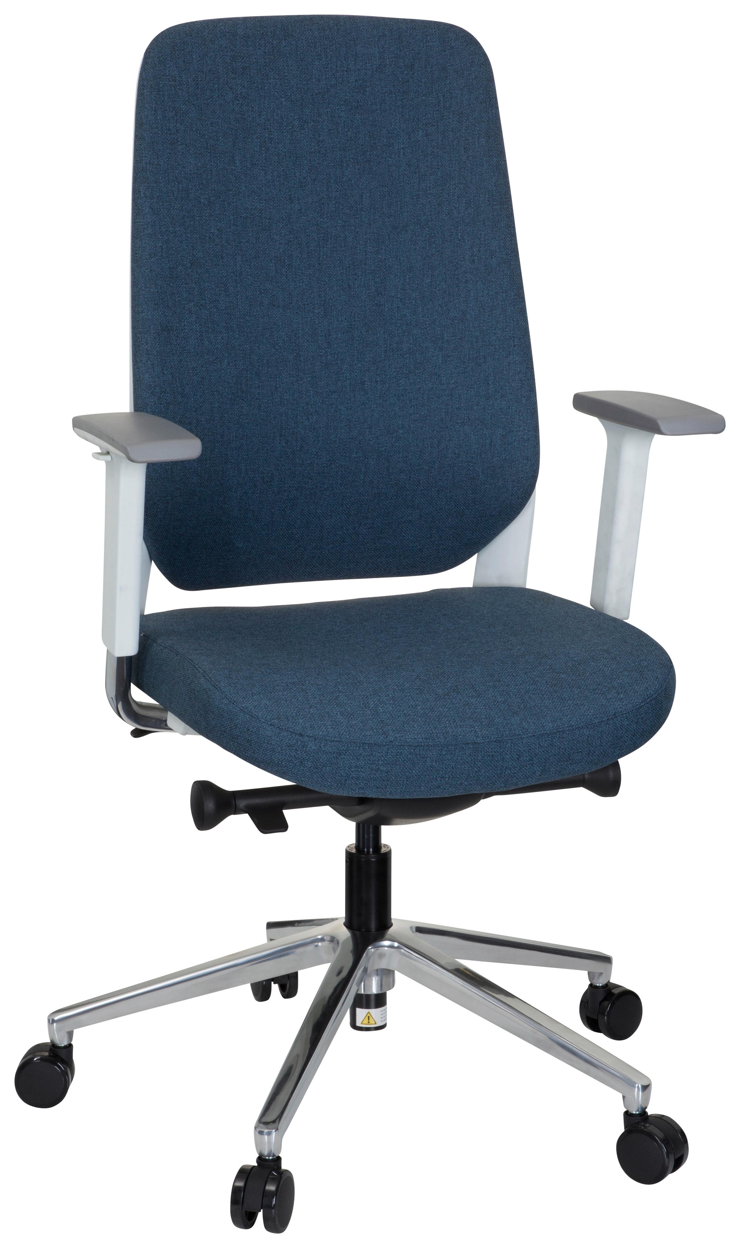 Drehstuhl Chiaro T4 White Armstützen Blau/weiß Bis 110kg - Blau/Weiß, MODERN, Kunststoff/Textil (56/131/67cm) - MID.YOU