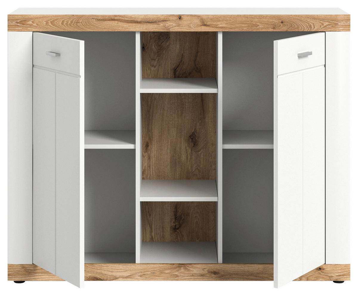 Kommode Laredo Weiß Nox Oak Dekor B: 104 cm - KONVENTIONELL, Holzwerkstoff (104/131/40cm) - MID.YOU