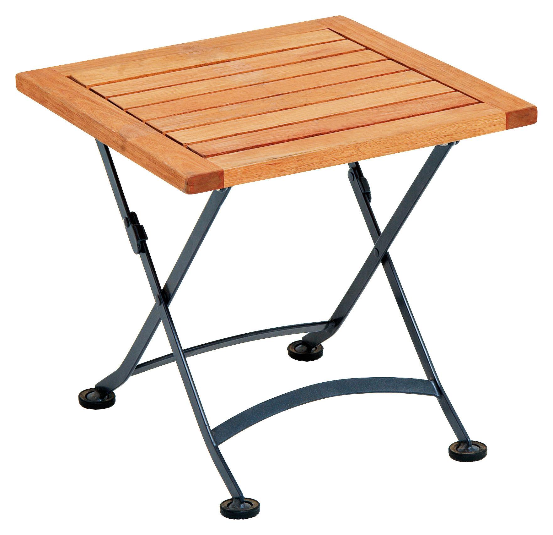 Gartenhocker Schlossgarten Echtholz/Metall Natur Klappbar - Schwarz/Naturfarben, ROMANTIK / LANDHAUS, Holz/Metall (45/43,5/45cm) - Gardenson