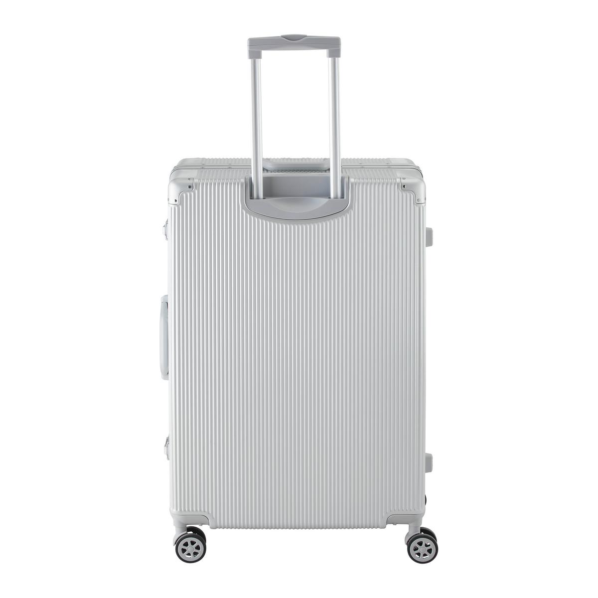 Cestovní kufr MIAMI - L- - barvy stříbra, Moderní, kov/textil (51/31/78cm) - Mömax
