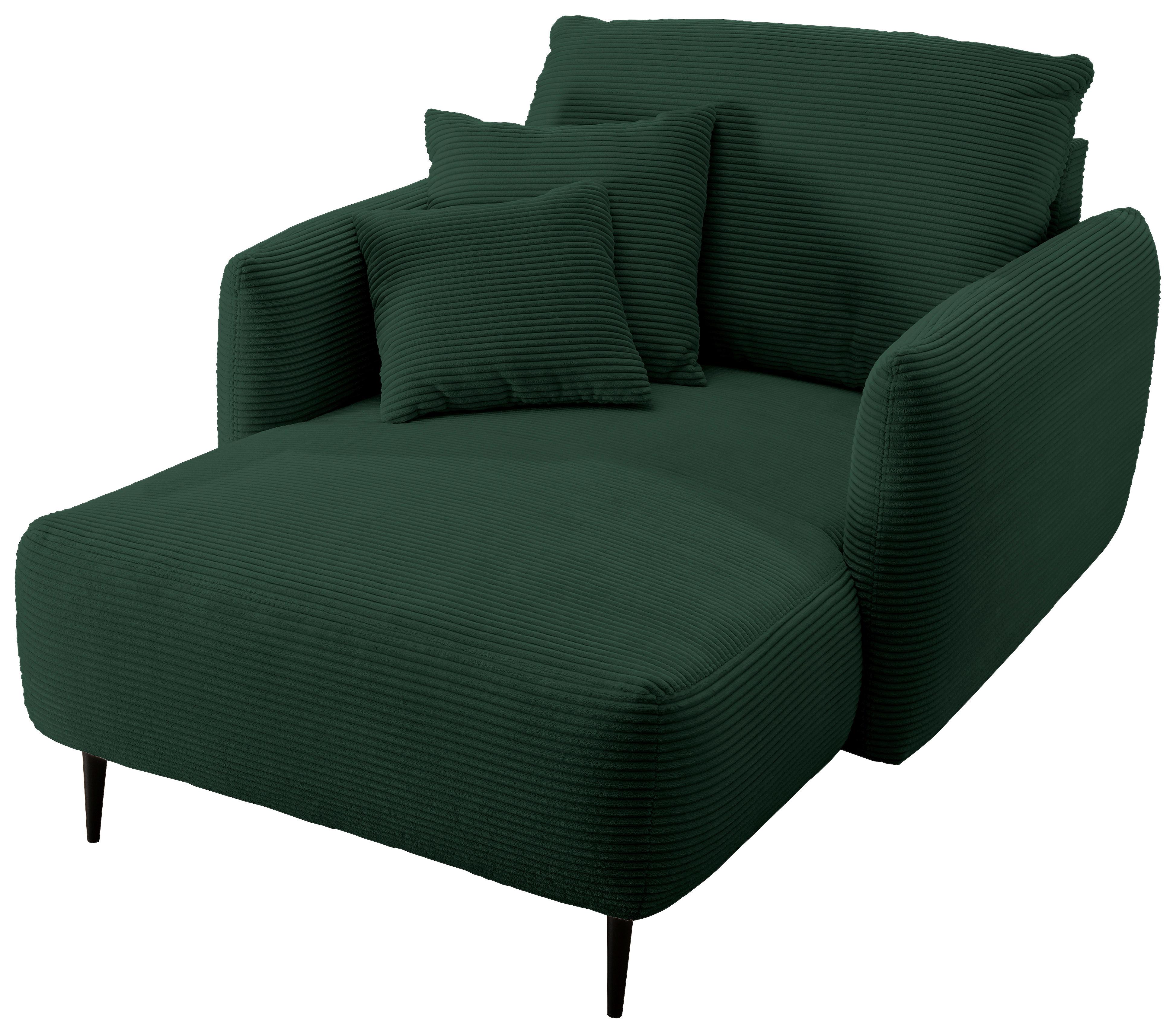 XXL-Sessel Vanilla, Dunkelgrün B: 112 cm - Dunkelgrün/Schwarz, Design, Textil (112/95/158cm) - Livetastic