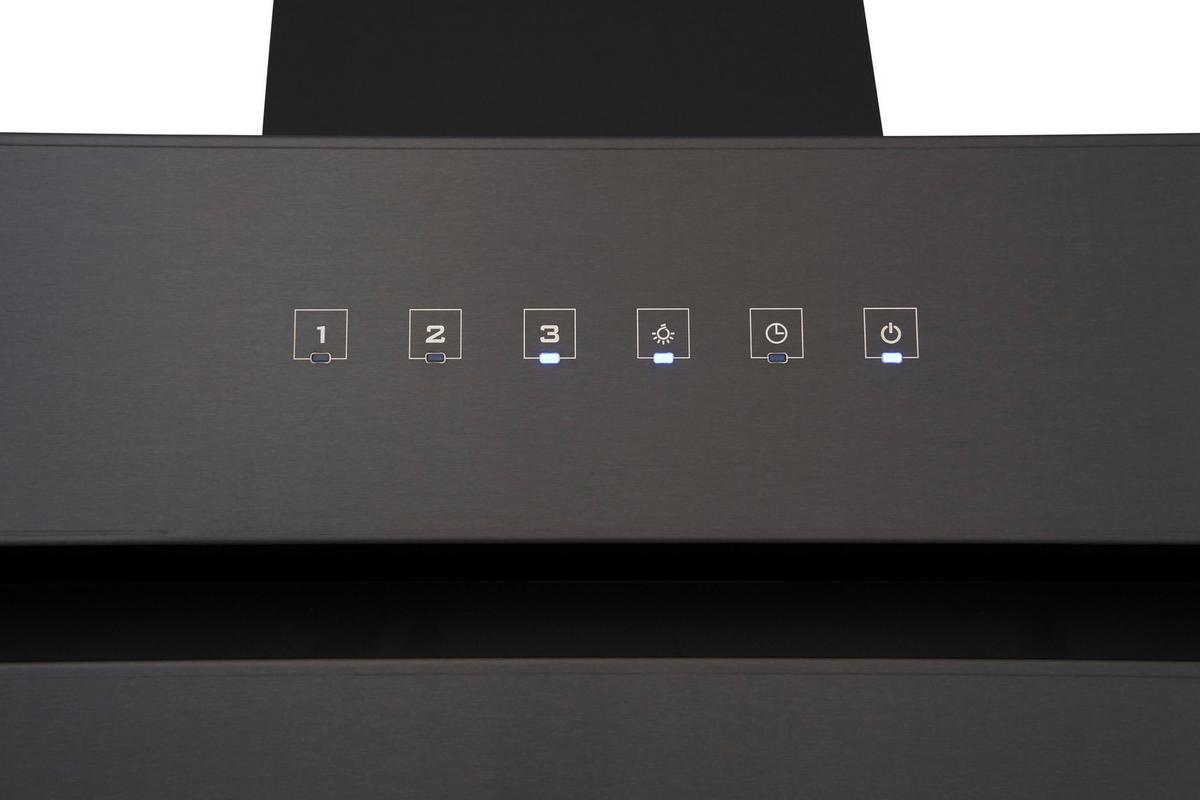 Kopffreihaube Respekta Nele Edelstahl Schwarz B: 90 Cm Led - Schwarz, Trend, Metall (90/84,1-122,1/37,2cm) - Respekta