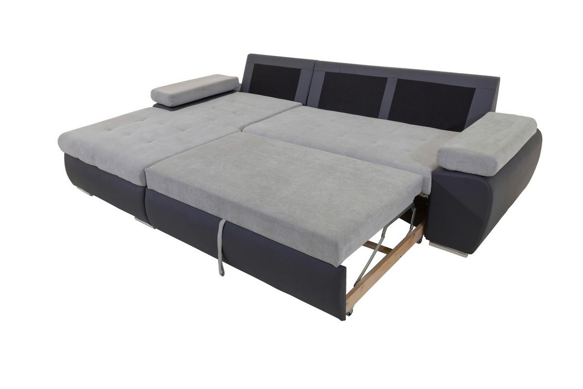 Sarokgarnitúra Joy I - világosszürke/barna, Design, textil (175/85/271cm)