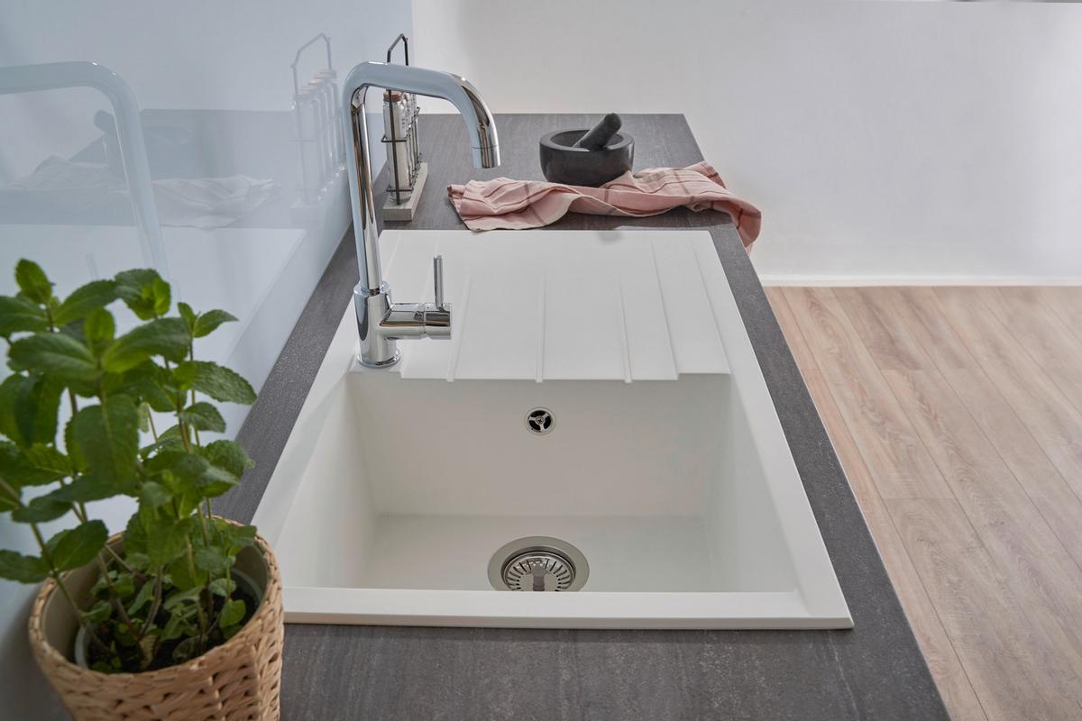 Spüle Respekta Houston Kunststein Bxt: 80x50 Cm - Weiß, Trend, Glas/Kunststoff (80/21/50cm) - Respekta