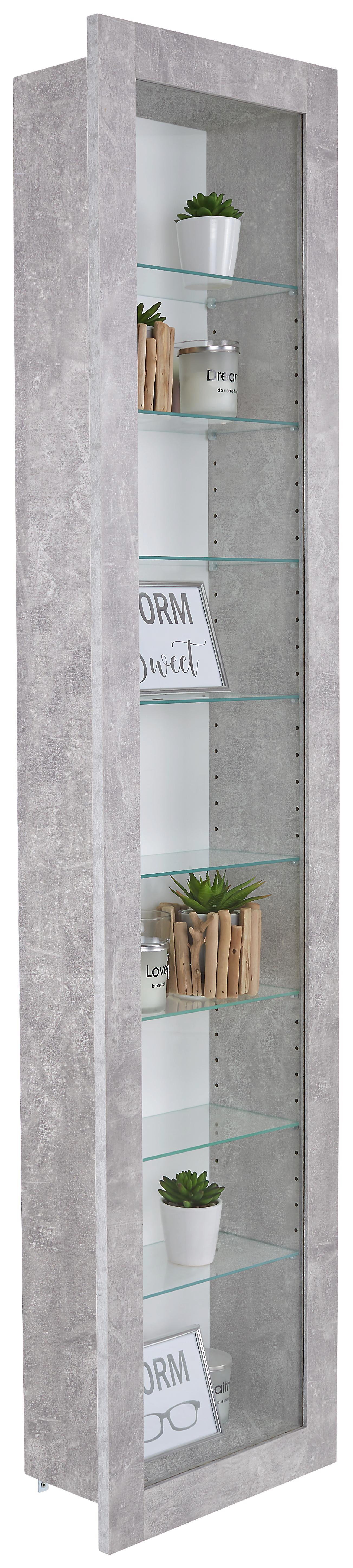 Falivitrin Boni - Szürke/Fehér, modern, Faalapú anyag/Üveg (42/168,5/17cm)