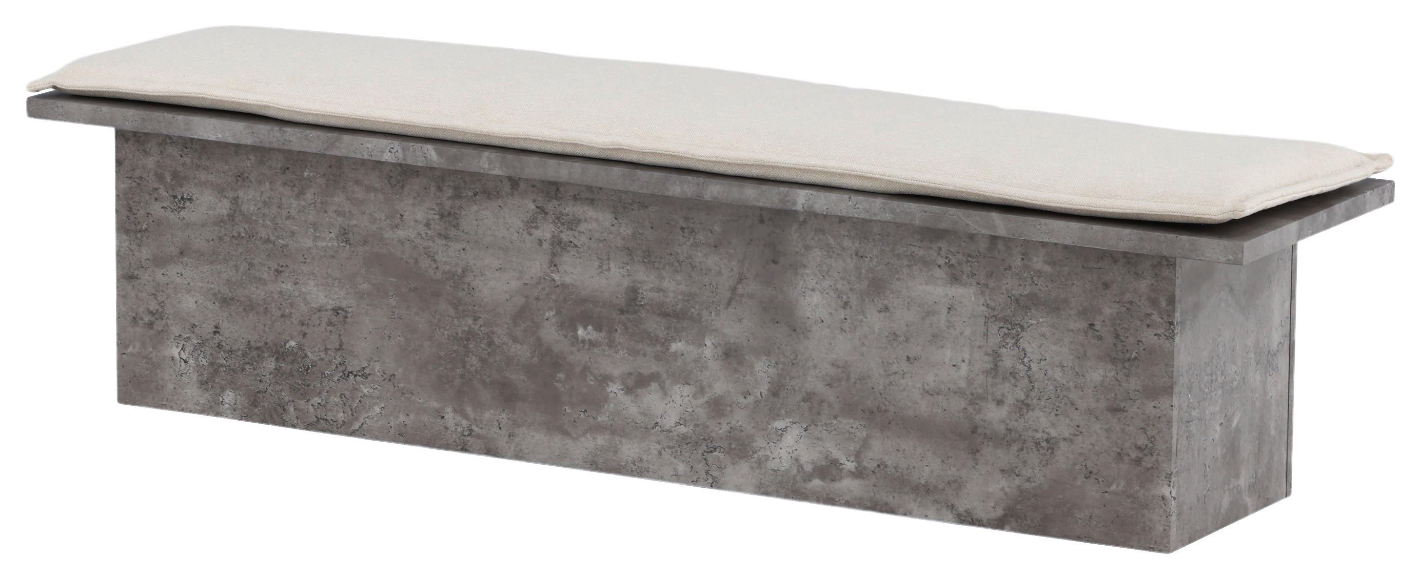 Sitzbank Kellogg - Weiß/Grau, Design, Holzwerkstoff/Textil (160/45/40cm) - Livetastic