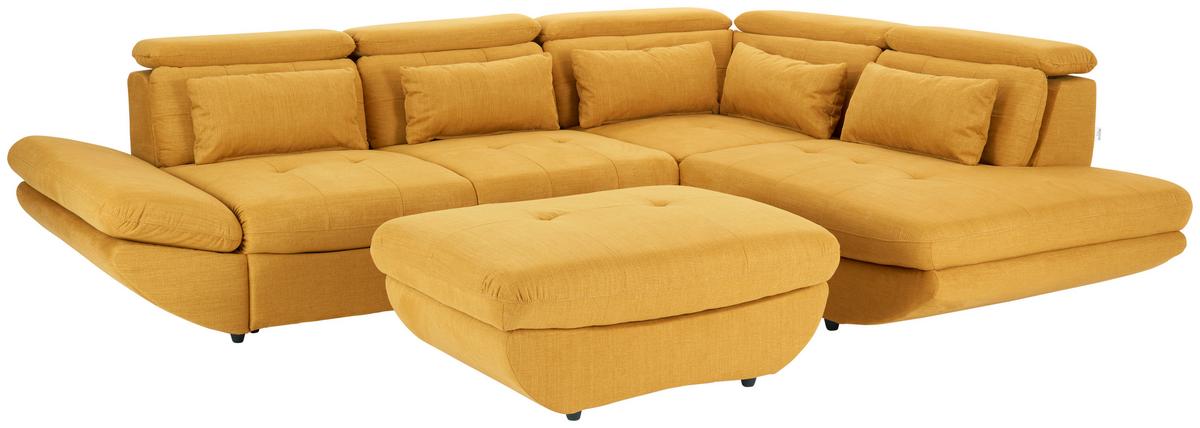 Wohnlandschaft Park Mit Schlaffunktion Currygelb - Currygelb/Schwarz, MODERN, Textil (311/233cm) - Luca Bessoni