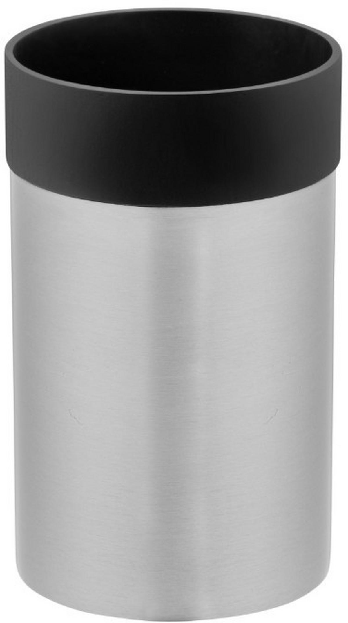 Zahnputzbecherhalter Porto Matt Wandmontage - Edelstahlfarben/Schwarz, MODERN, Kunststoff/Metall (6,5/11/10,5cm) - Wenko